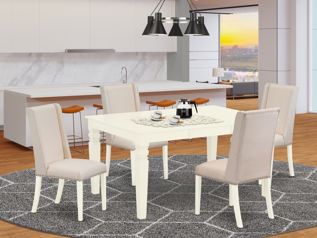 5 Piece Weston Small Dining Table Set - Linen White & Cream