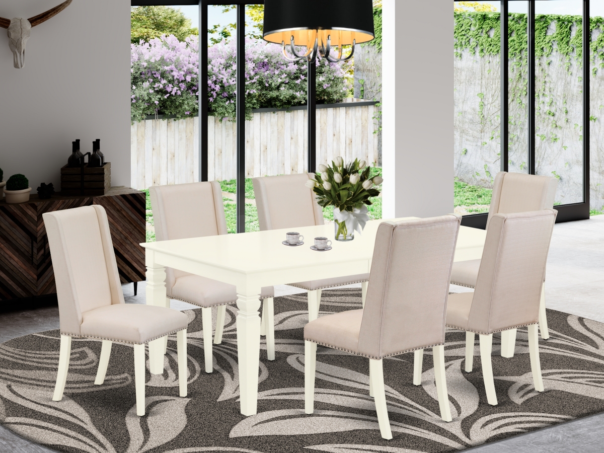 7 Piece Weston Kitchen Dining Table Set - Linen White & Cream