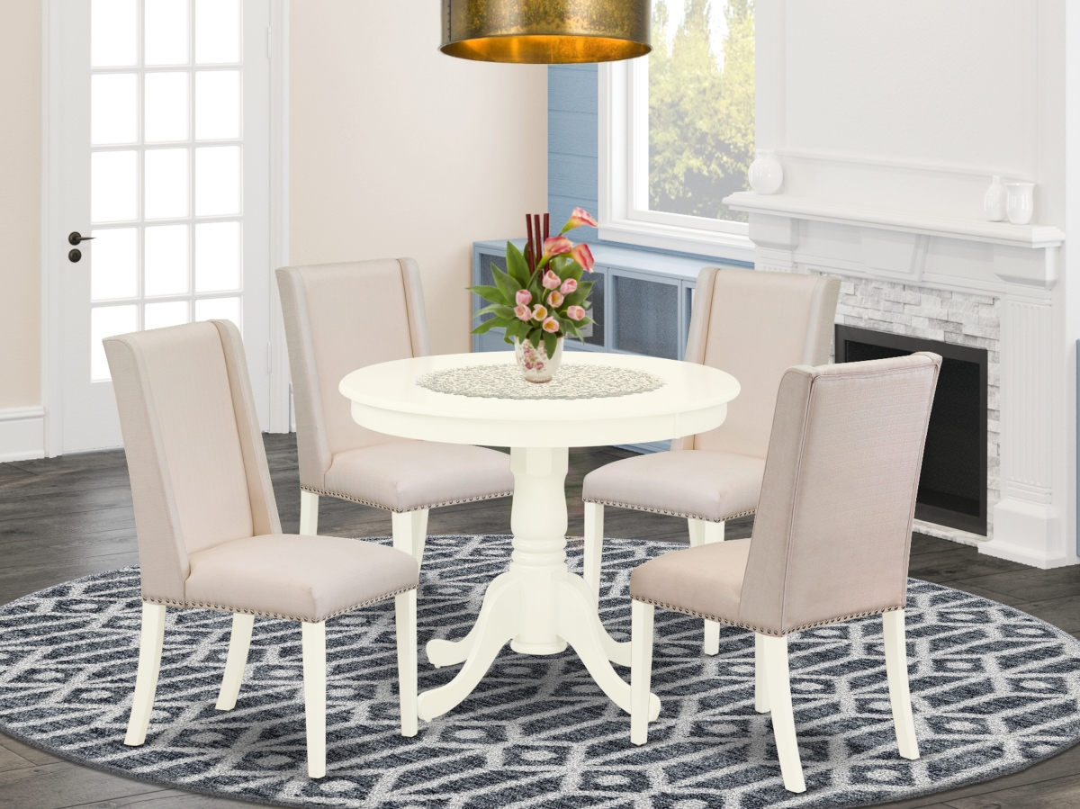 5 Piece Antique Kitchen Dining Table Set - Cream & Linen White -  GSI Homestyles, HO2246077