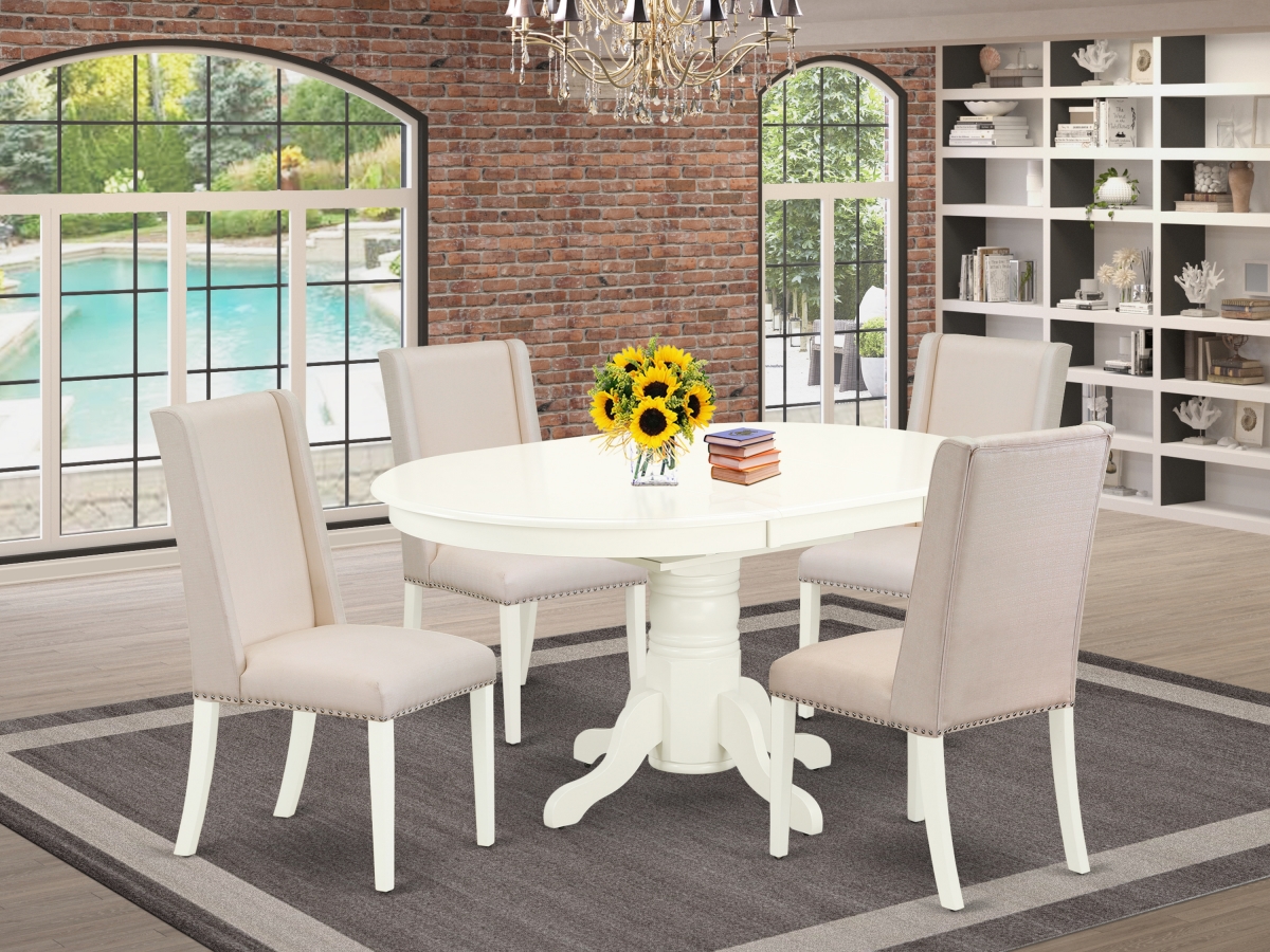 5 Piece Avon Kitchen Dinette Set - Cream & Linen White