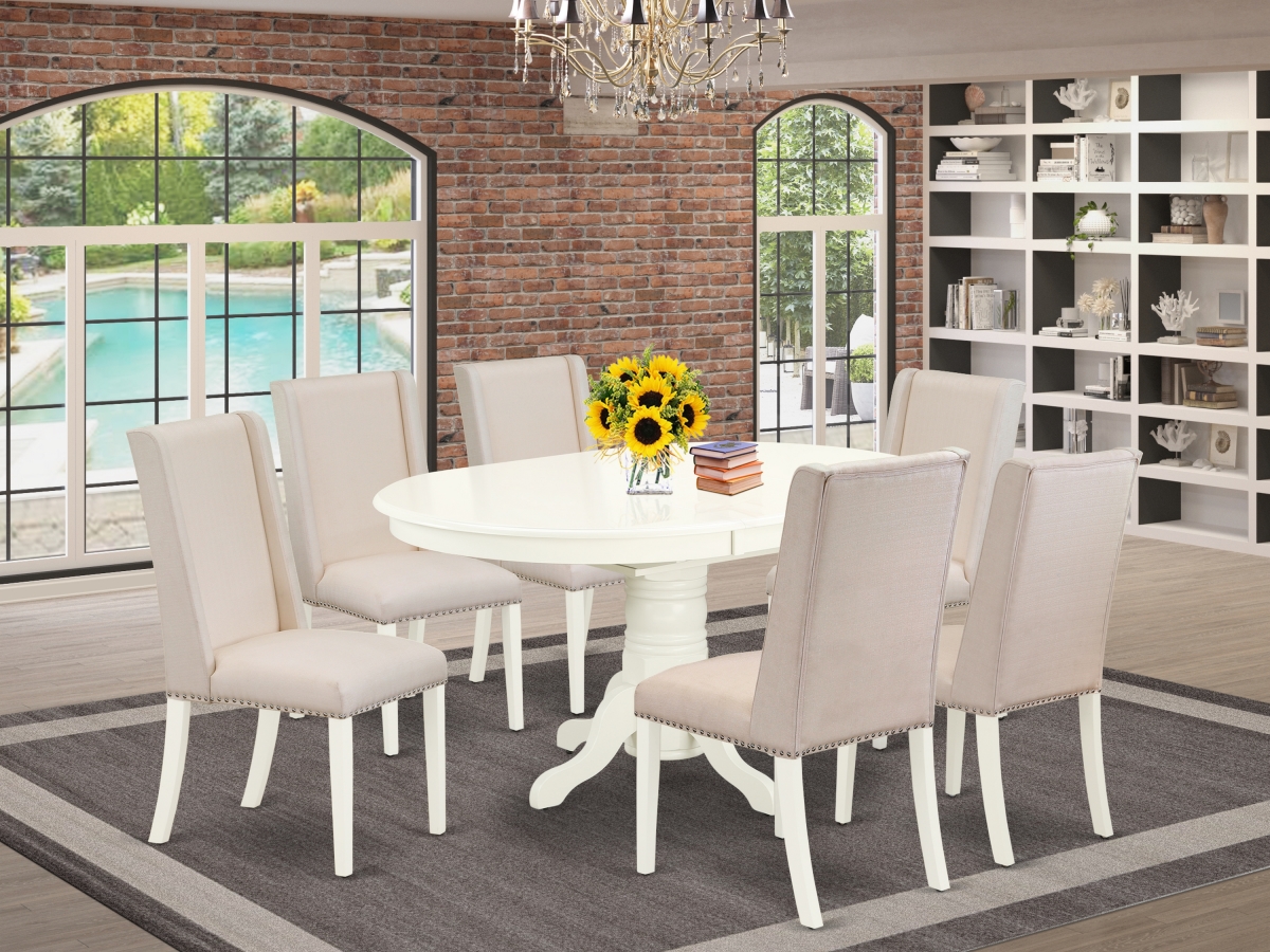 7 Piece Avon Kitchen Furniture Set - Linen White & Cream