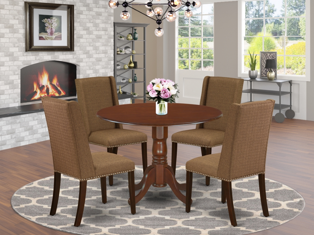 5 Piece Dublin Dining Room Table Set - Brown, Beige & Mahogany