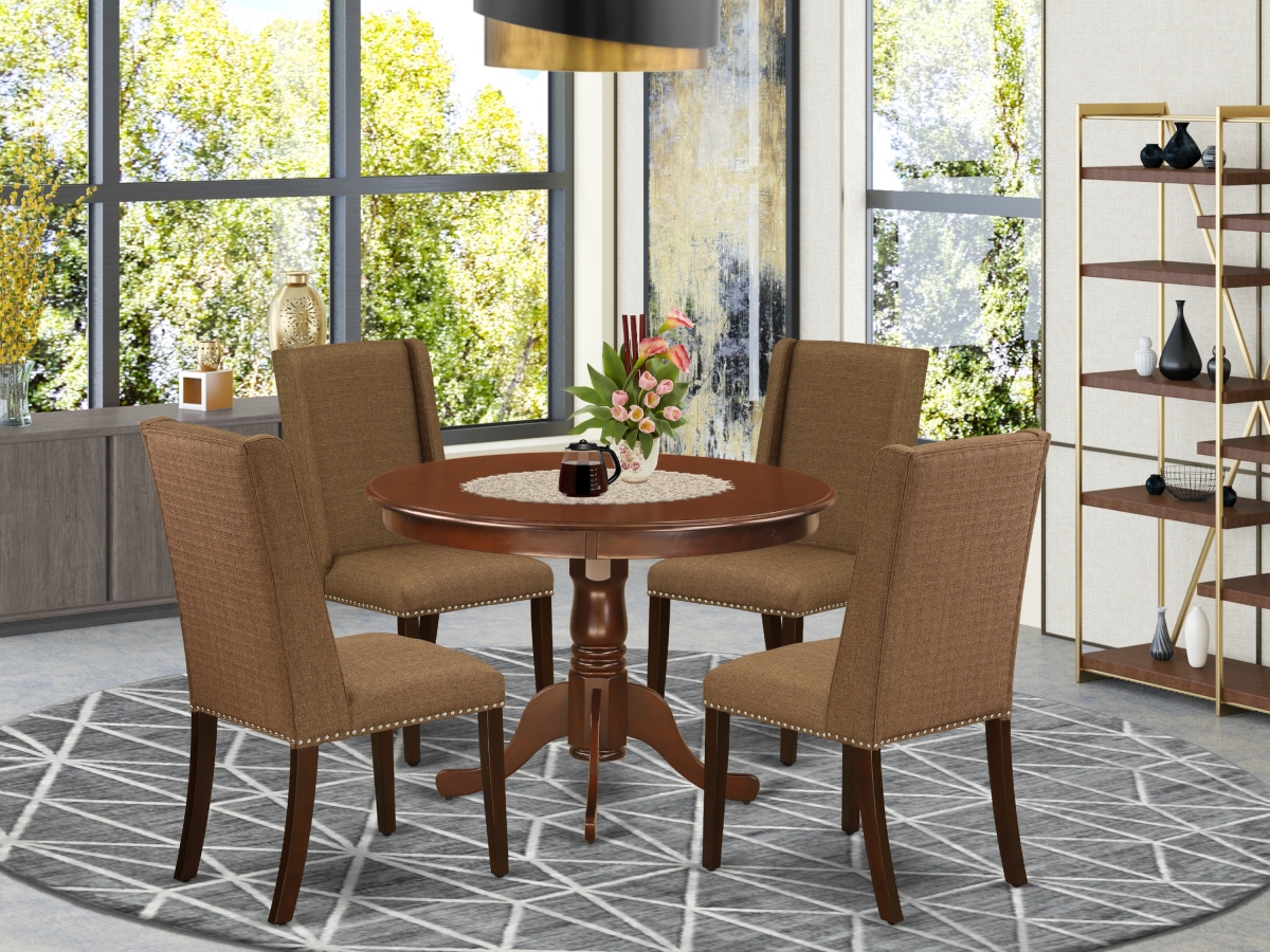 5 Piece Hartland Dining Room Set - Mahogany & Brown Beige