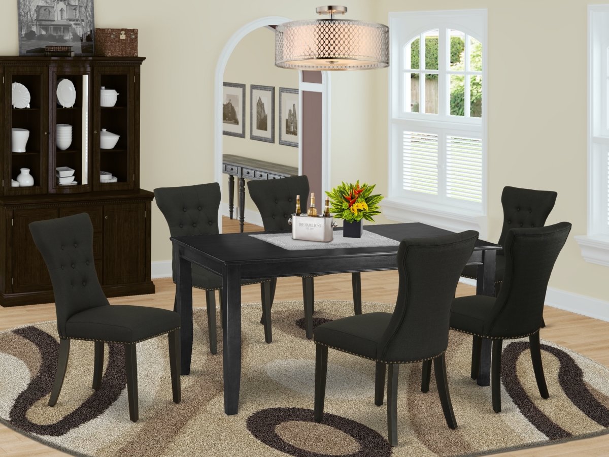 DUGA7-BLK-24 7 Piece Dudley Kitchen Table Set - Black