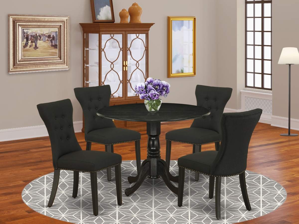 5 Piece Dublin Round Dining Set - Wire Brushed Black