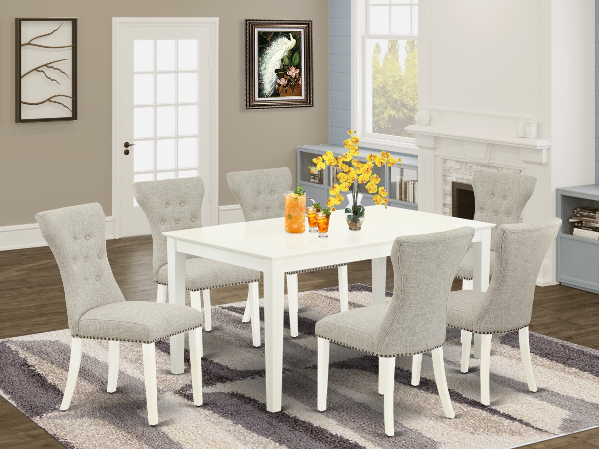 7 Piece Capri Kitchen Dining Table Set - Linen White & Doeskin