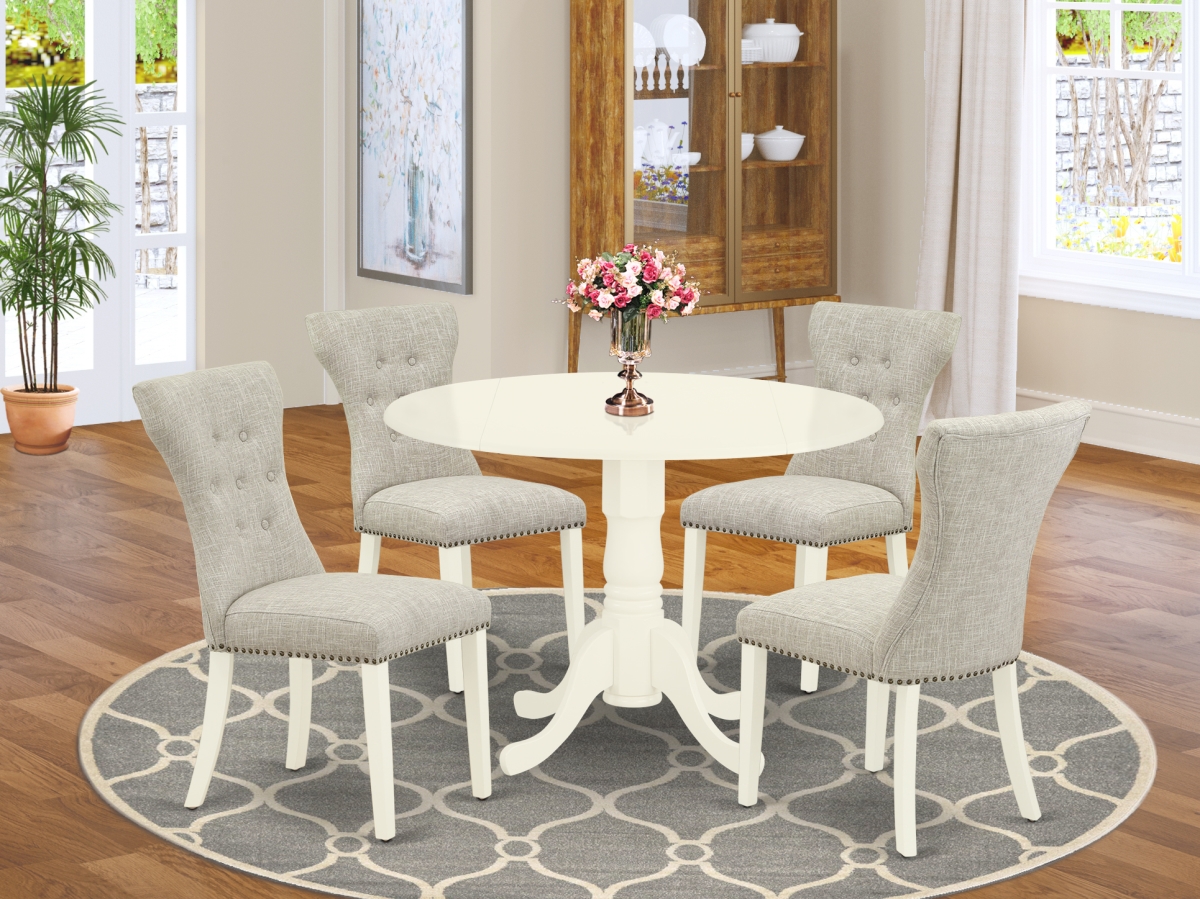 5 Piece Dublin Kitchen Table Set - Doeskin & Linen White