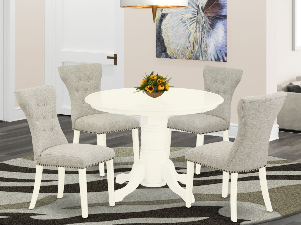 5 Piece Shelton Dining Room Set - Linen White & Doeskin