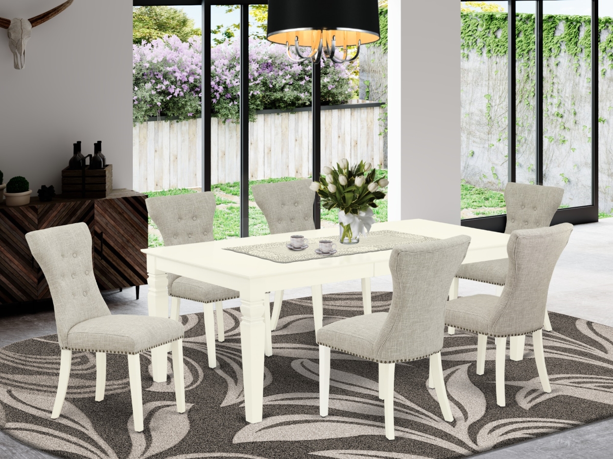 7 Piece Weston Kitchen Table Set - Linen White & Doeskin