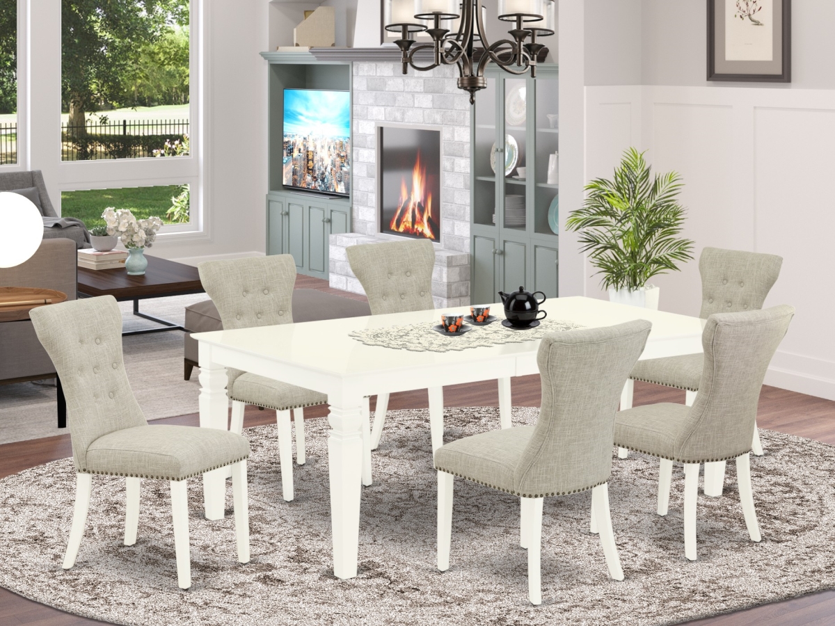 7 Piece Logan Kitchen Furniture Set - Linen White & Doeskin