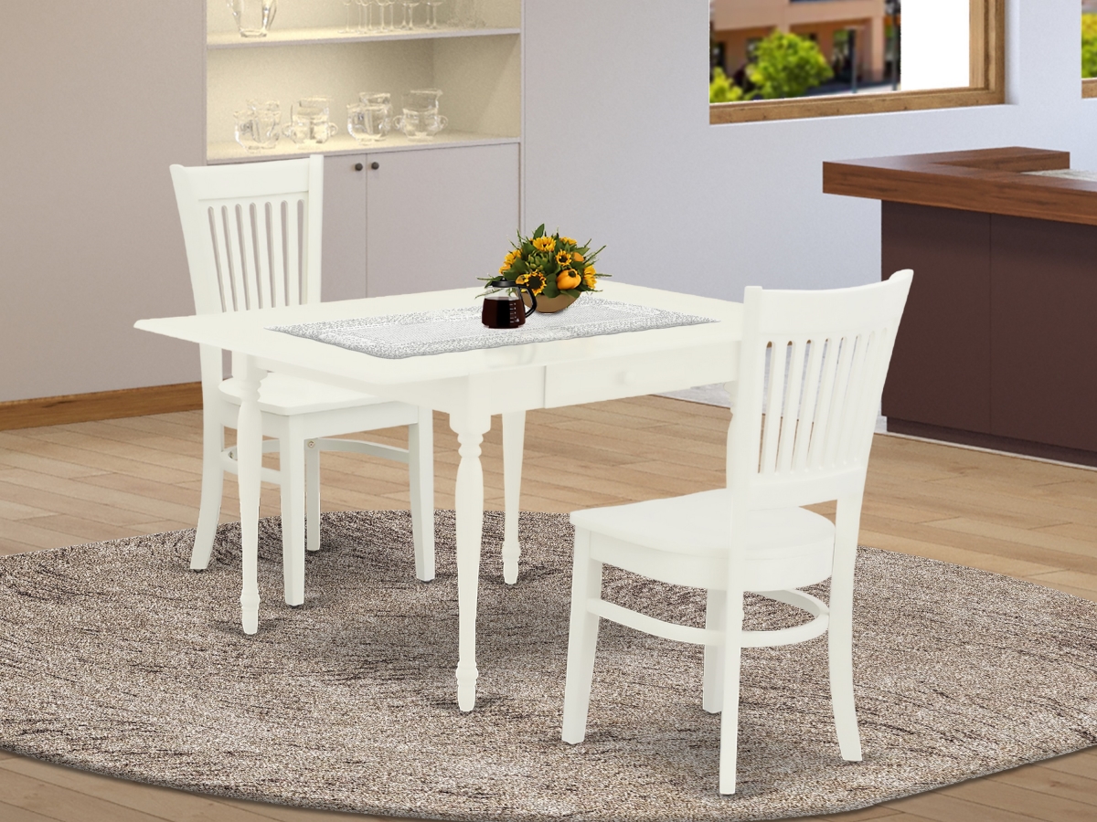 3 Piece Monza Kitchen Table Set - Linen White