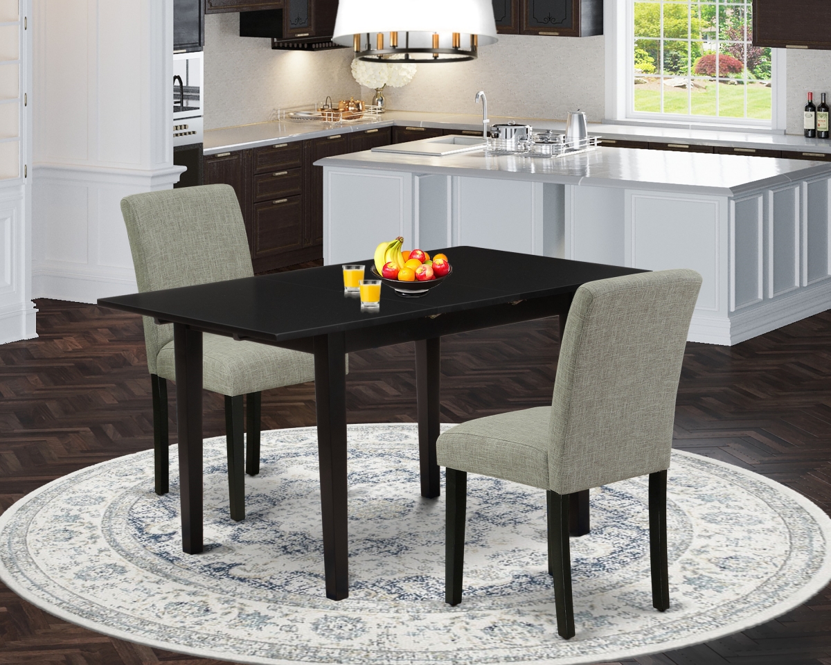 3 Piece Norfolk Mid Century Dining Table Set - Black & Dark Shitake