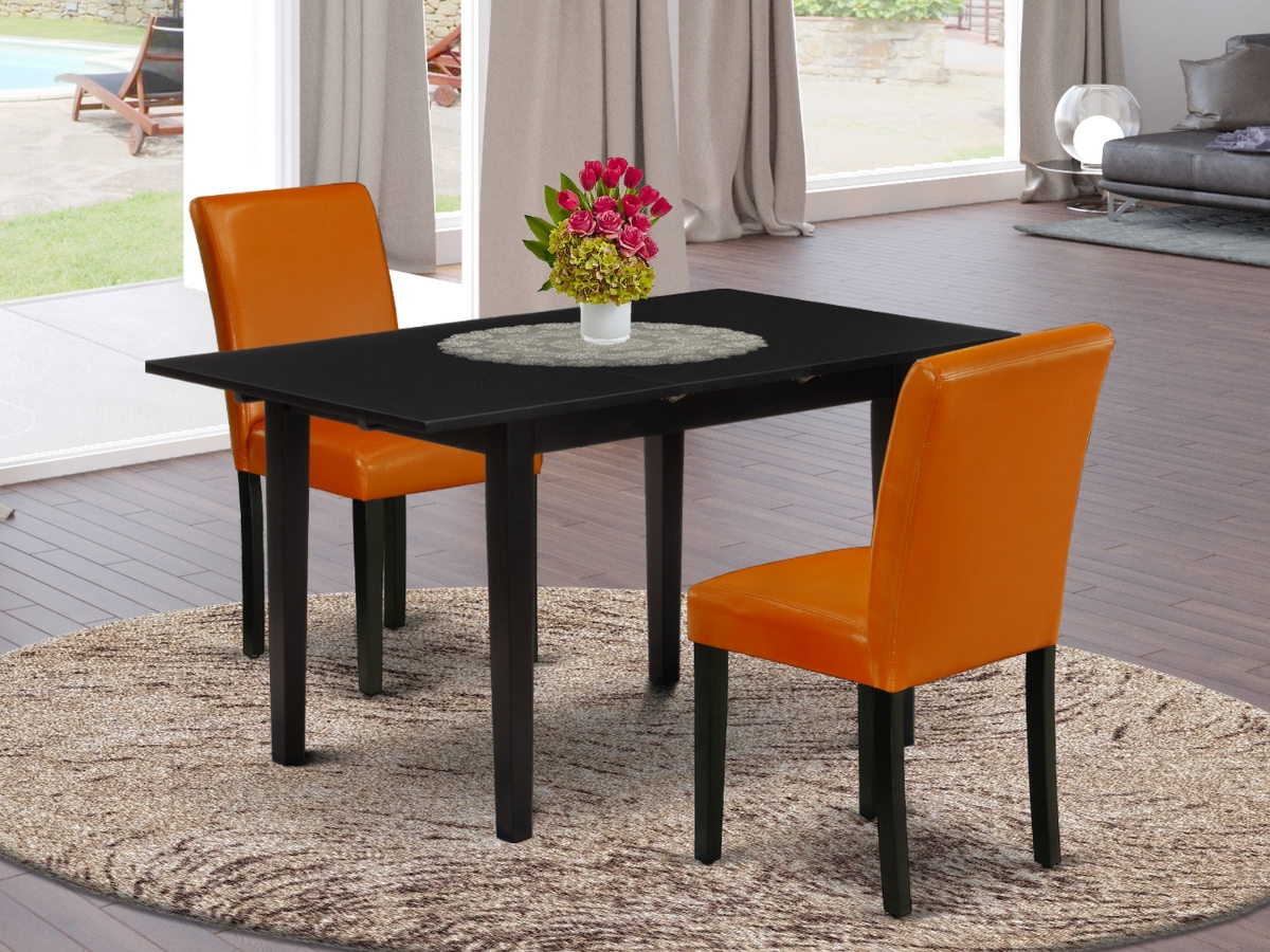 3 Piece Norfolk Wood Dining Table Set - Black & Baked Bean