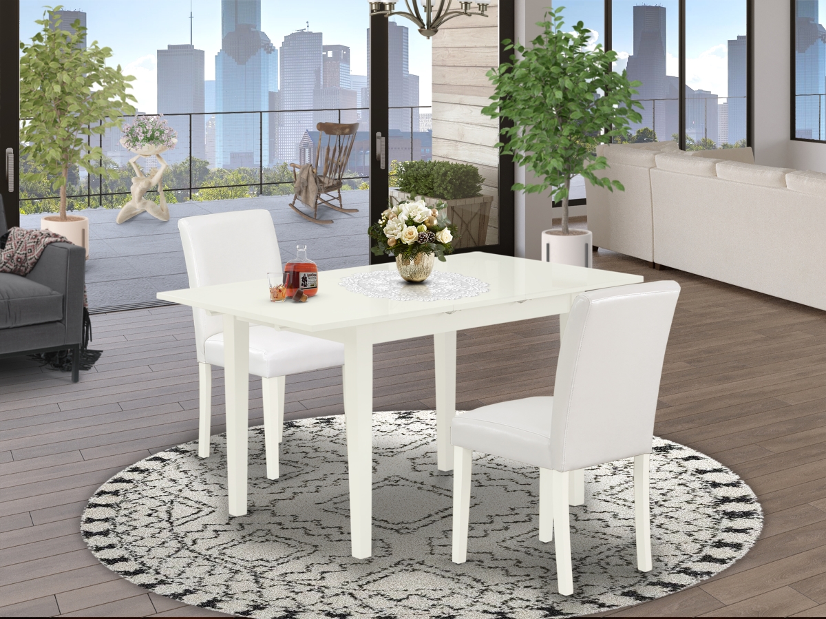 3 Piece Norfolk Modern Dinette Set - Linen White