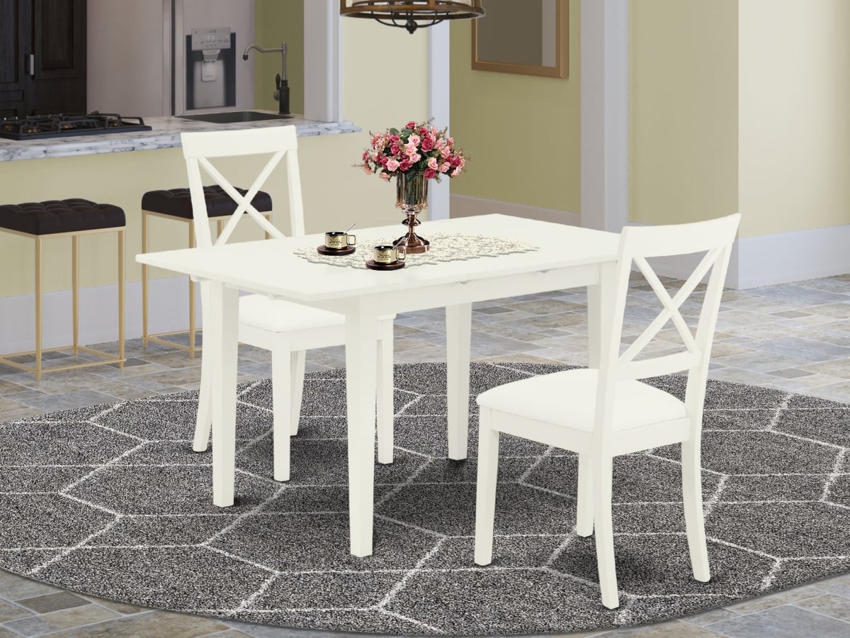 NOBO3-WHI-LC 3 Piece Norfolk Kitchen Furniture Set - Linen White