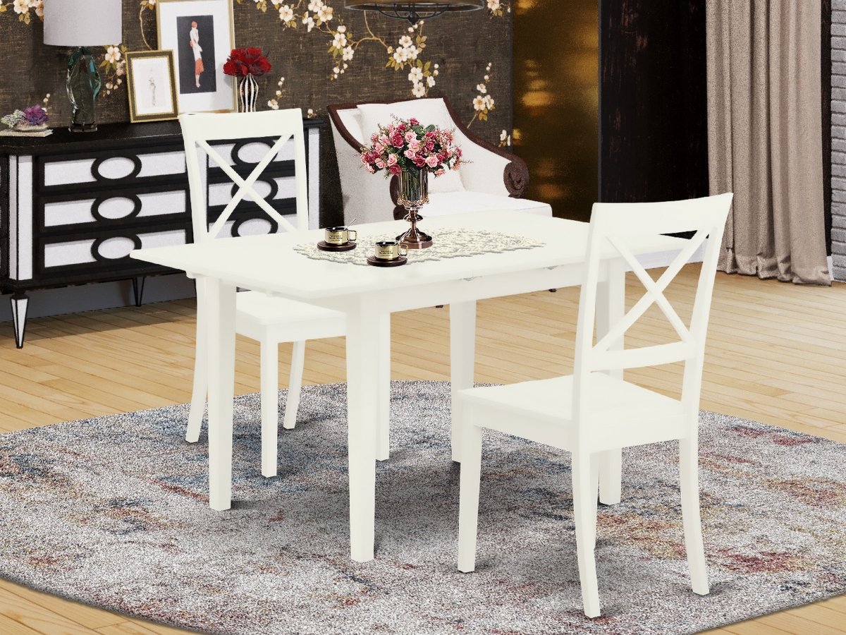3 Piece Norfolk Modern Dining Table Set - Linen White