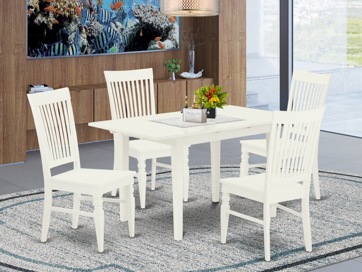 5 Piece Norfolk Modern Dinette Set - Linen White