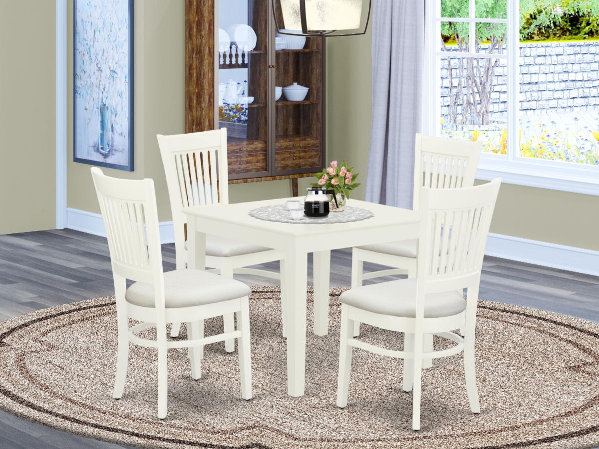 5 Piece Oxford Modern Dinette Set - Linen White