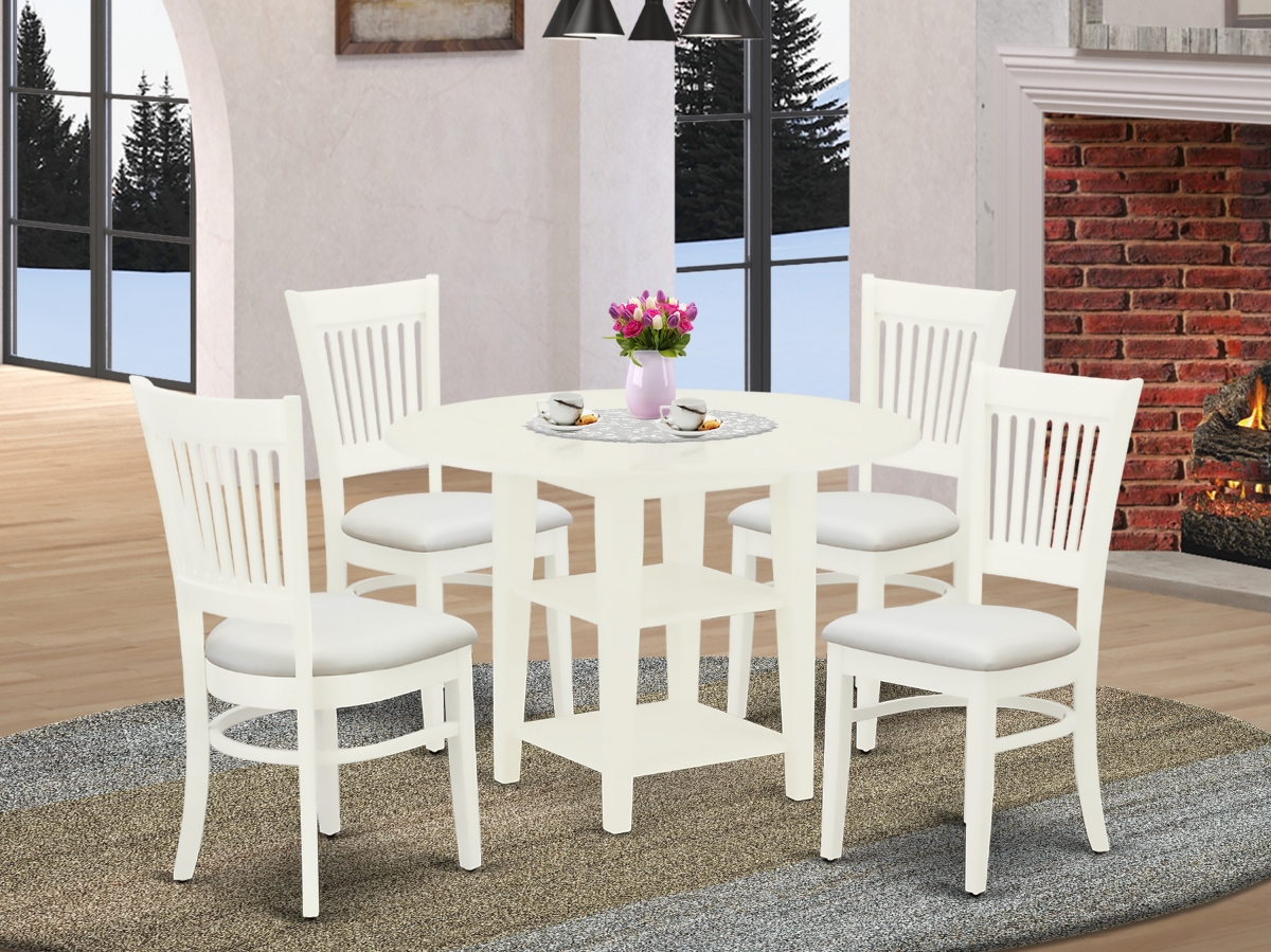 5 Piece Sudbury Round Dinette Set - Linen White
