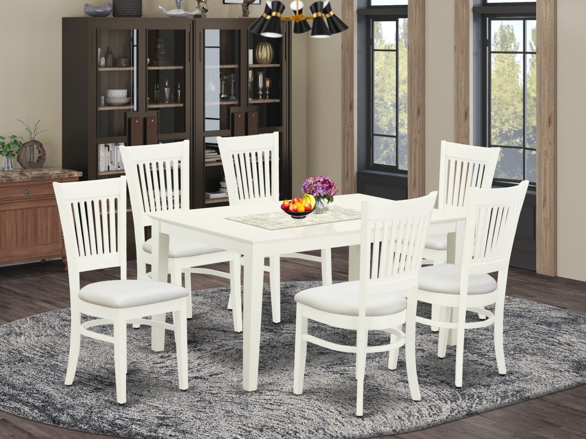 7 Piece Capri Wood Dining Table Set - Linen White