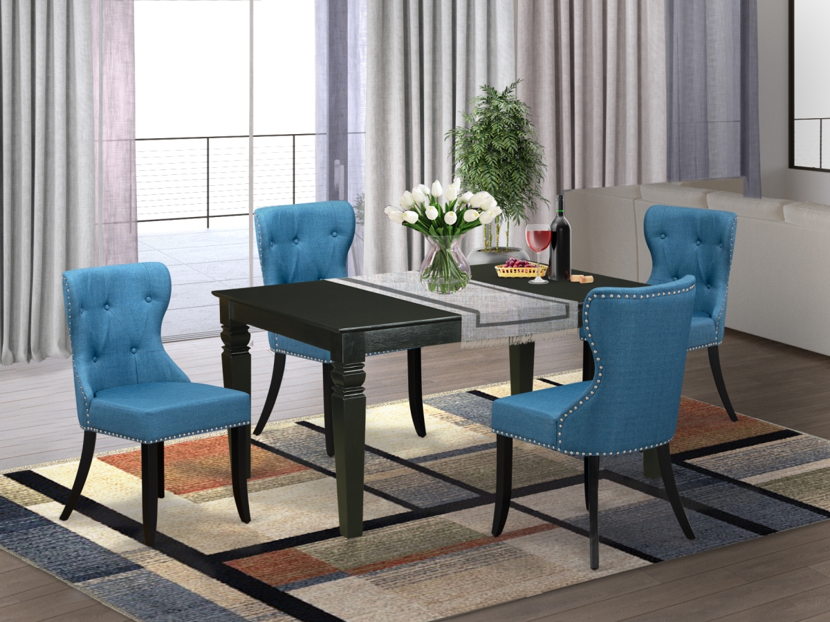 Weston Dining Set - Black & Mineral Blue, Set of 4