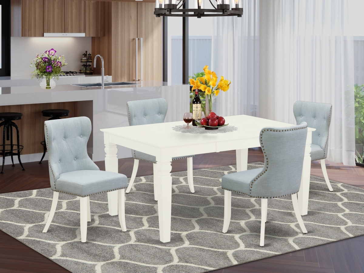 Weston Dining Room Table Set - Linen White & Baby Blue, Set of 4