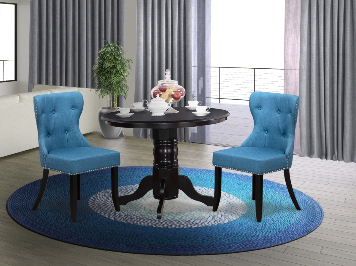 Shelton Dining Room Table Set - Black & Mineral Blue, Set of 2