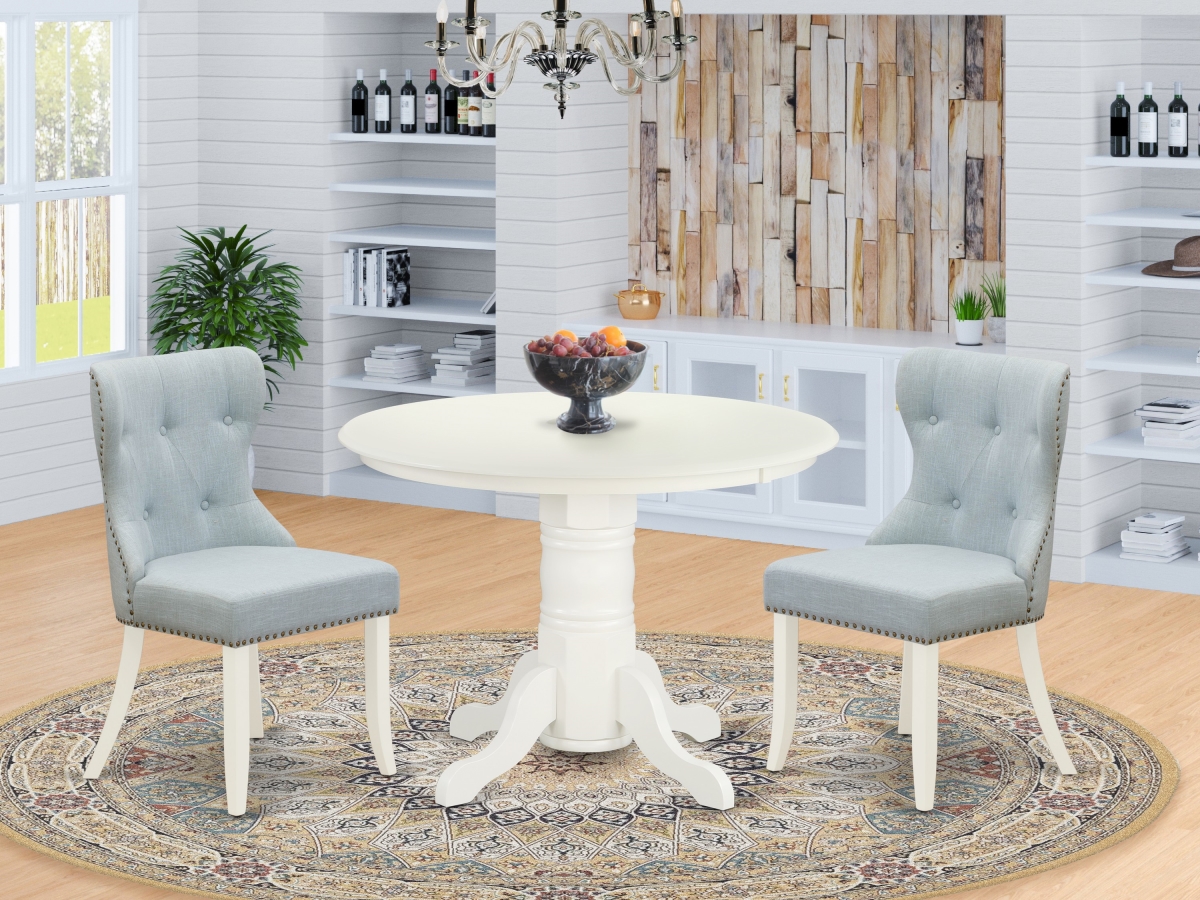 Shelton Dining Room Table Set - Linen White & Baby Blue, Set of 2