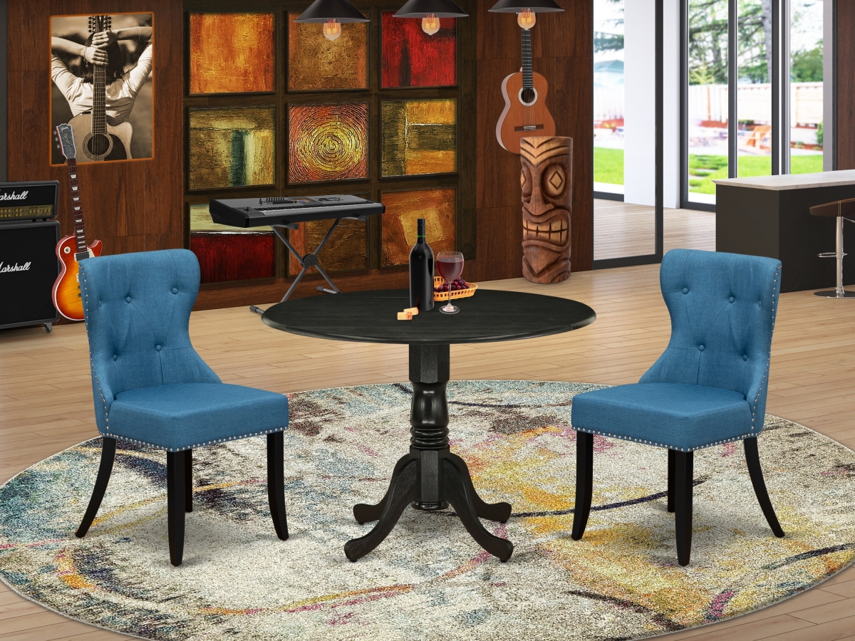 Dublin Dining Table Set - Black & Mineral Blue, Set of 2