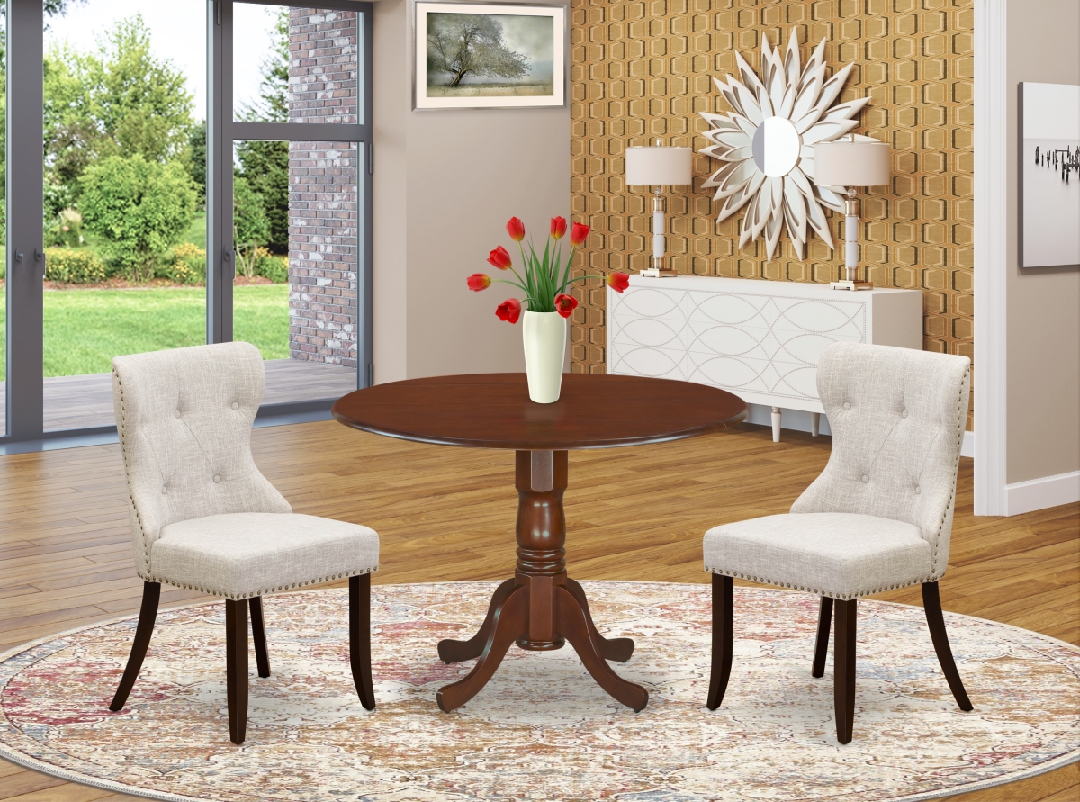 Dublin Dining Room Table Set - Mahogany & Doeskin, Set of 2