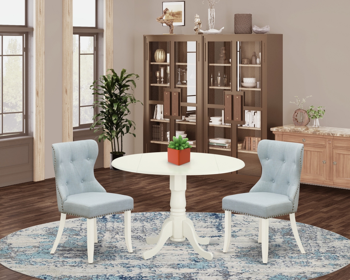 Dublin Dining Table Set - Linen White & Baby Blue, Set of 2