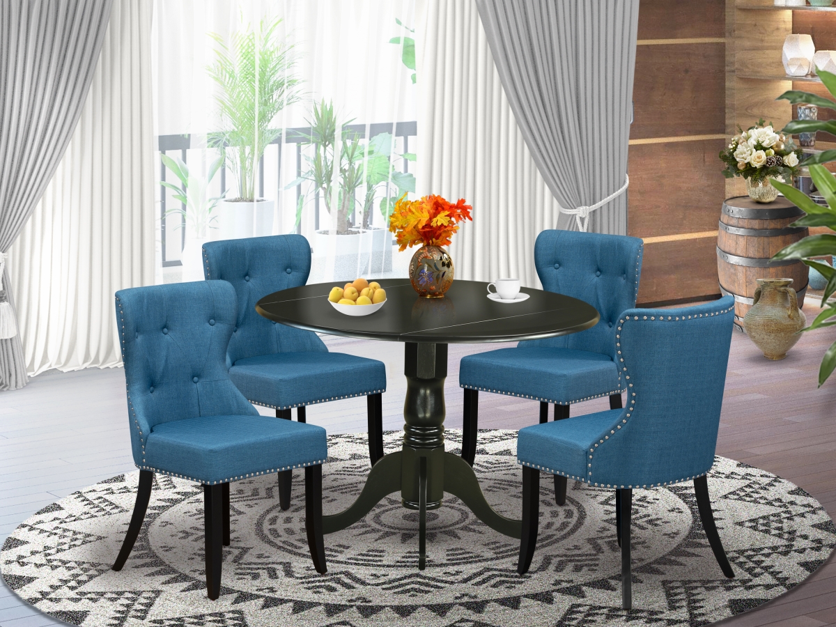 Dublin Dining Set - Black & Mineral Blue, Set of 4