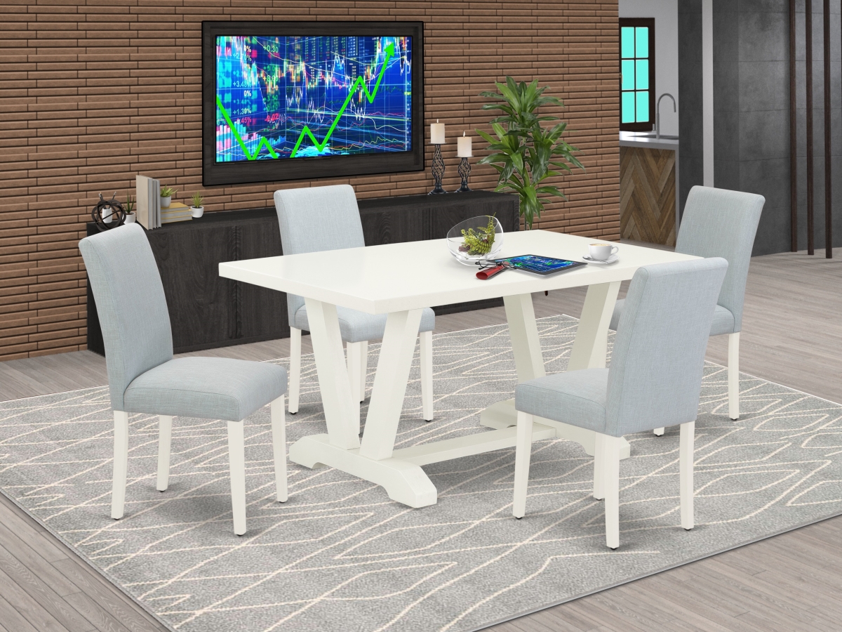 5 Piece V-Style Dining Set - Linen White