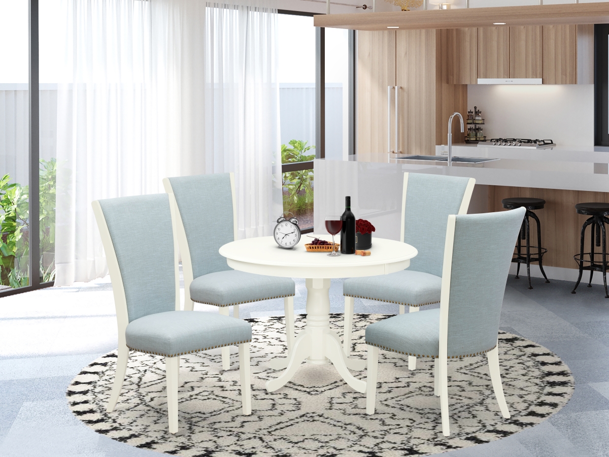 Hartland Dining Table Set - Linen White & Baby Blue, Set of 4