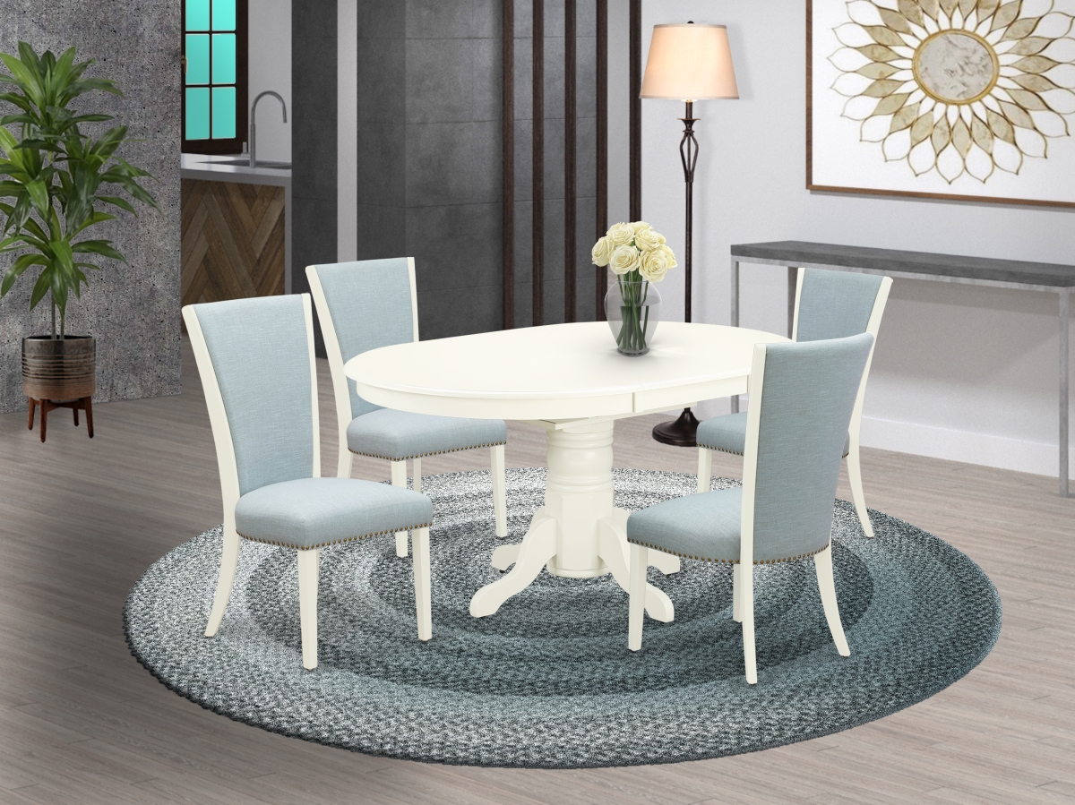 Avon Dining Room Table Set - Linen White & Baby Blue, Set of 4