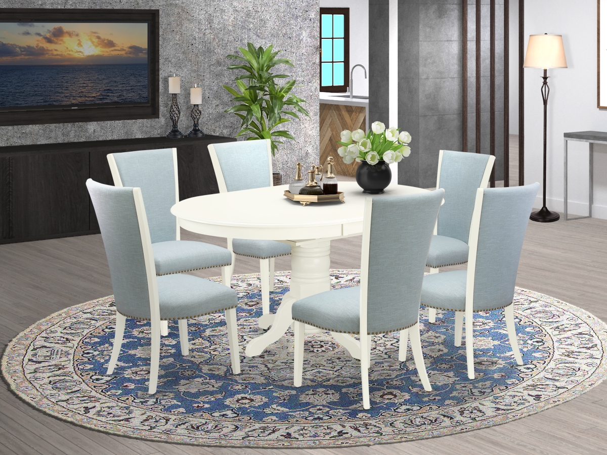 Avon Dinette Set - Linen White & Baby Blue, Set of 6