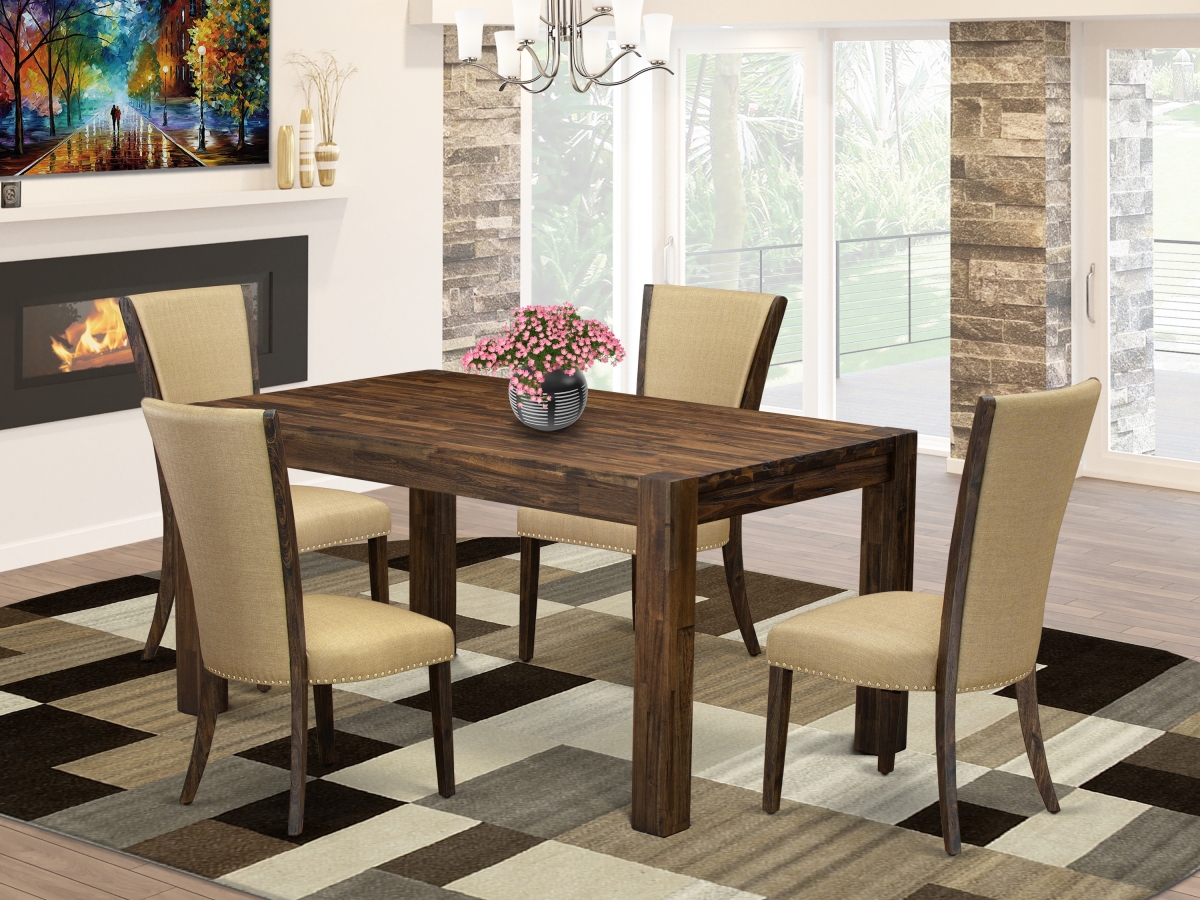 5 Piece Celina Dining Room Set - Distressed Jacobean & Brown