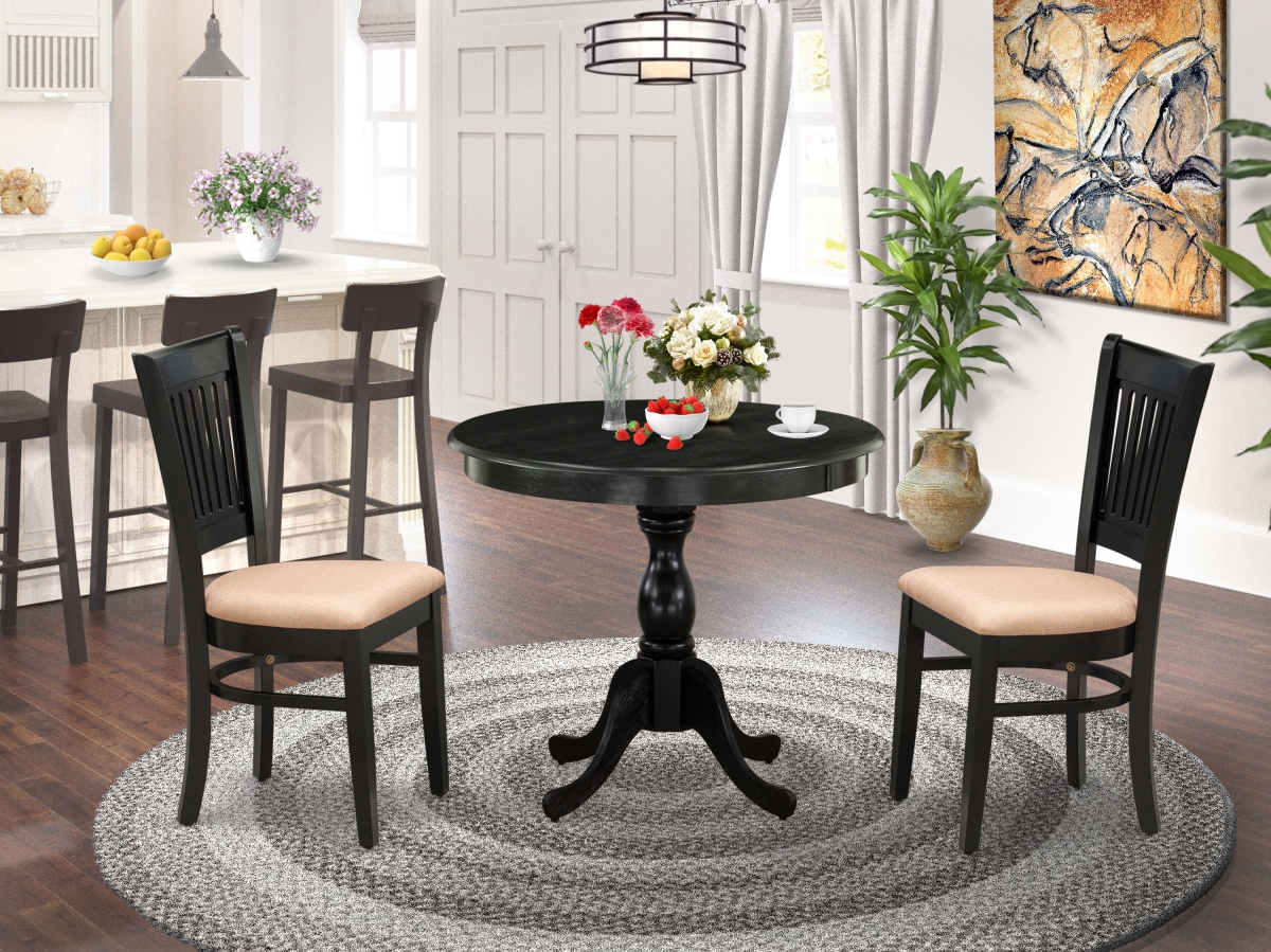 3 Piece Antique Modern Dining Table Set - Black