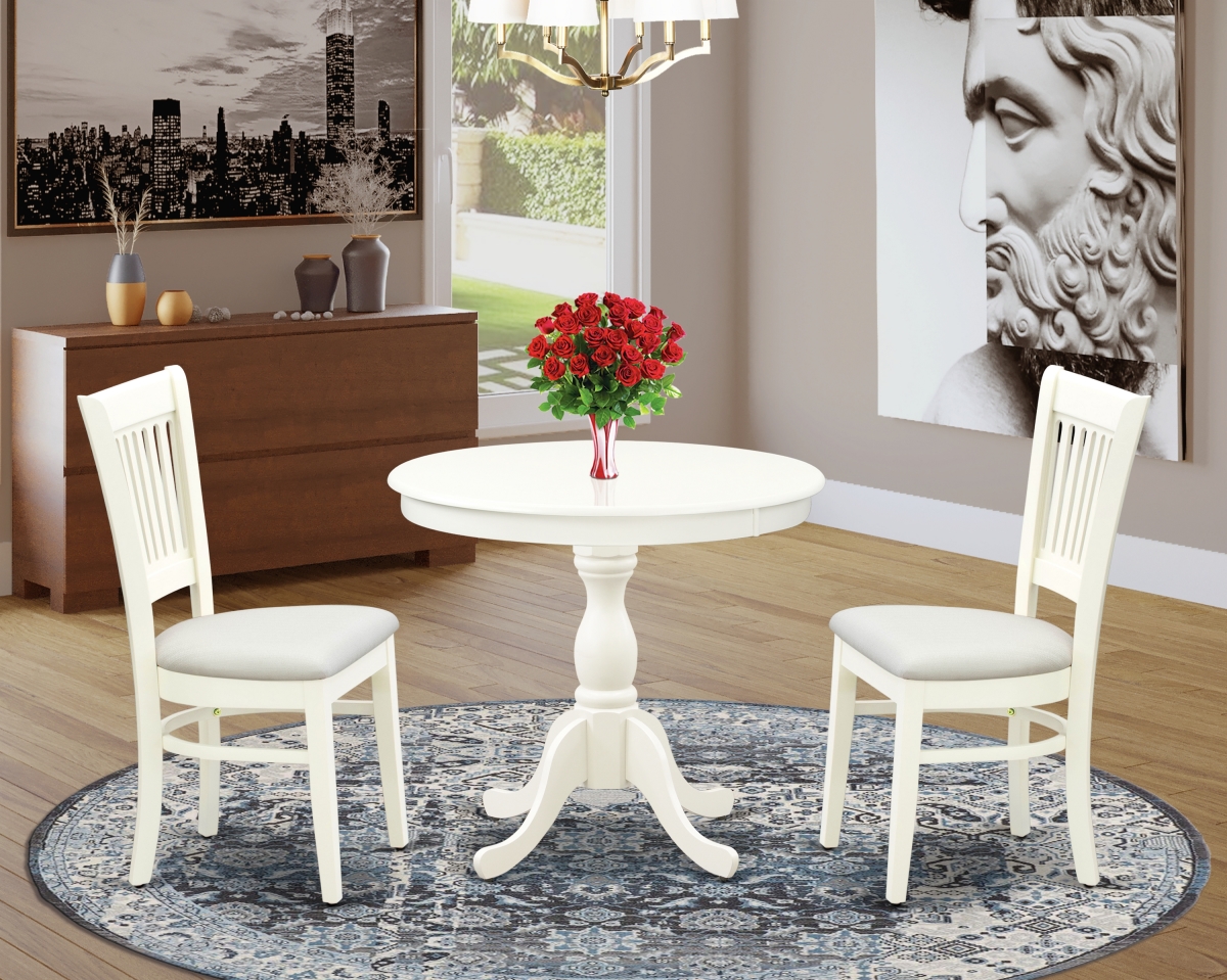 3 Piece Antique Dinette Set - Linen White