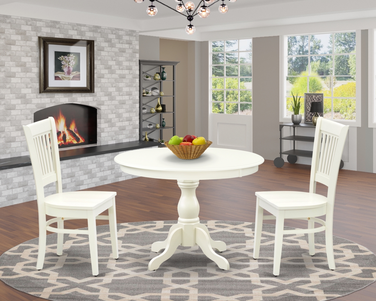 3 Piece Hartland Modern Dining Table Set - Linen White