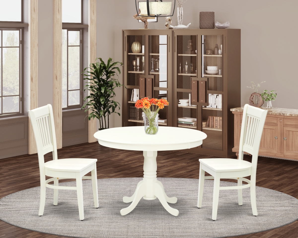 3 Piece Hartland Modern Dining Room Table Set - Linen White