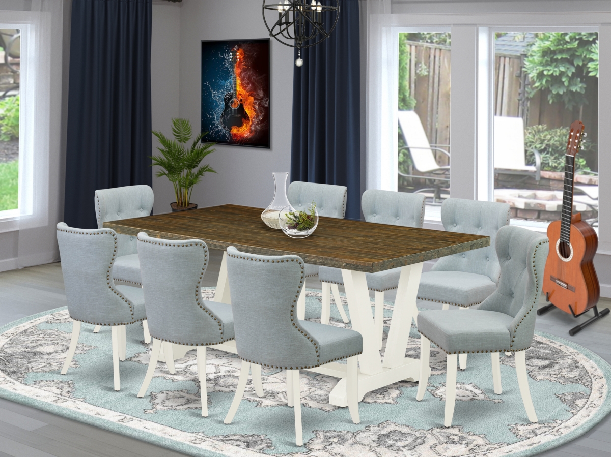 9 Piece V-Style Dinette Set - Linen White