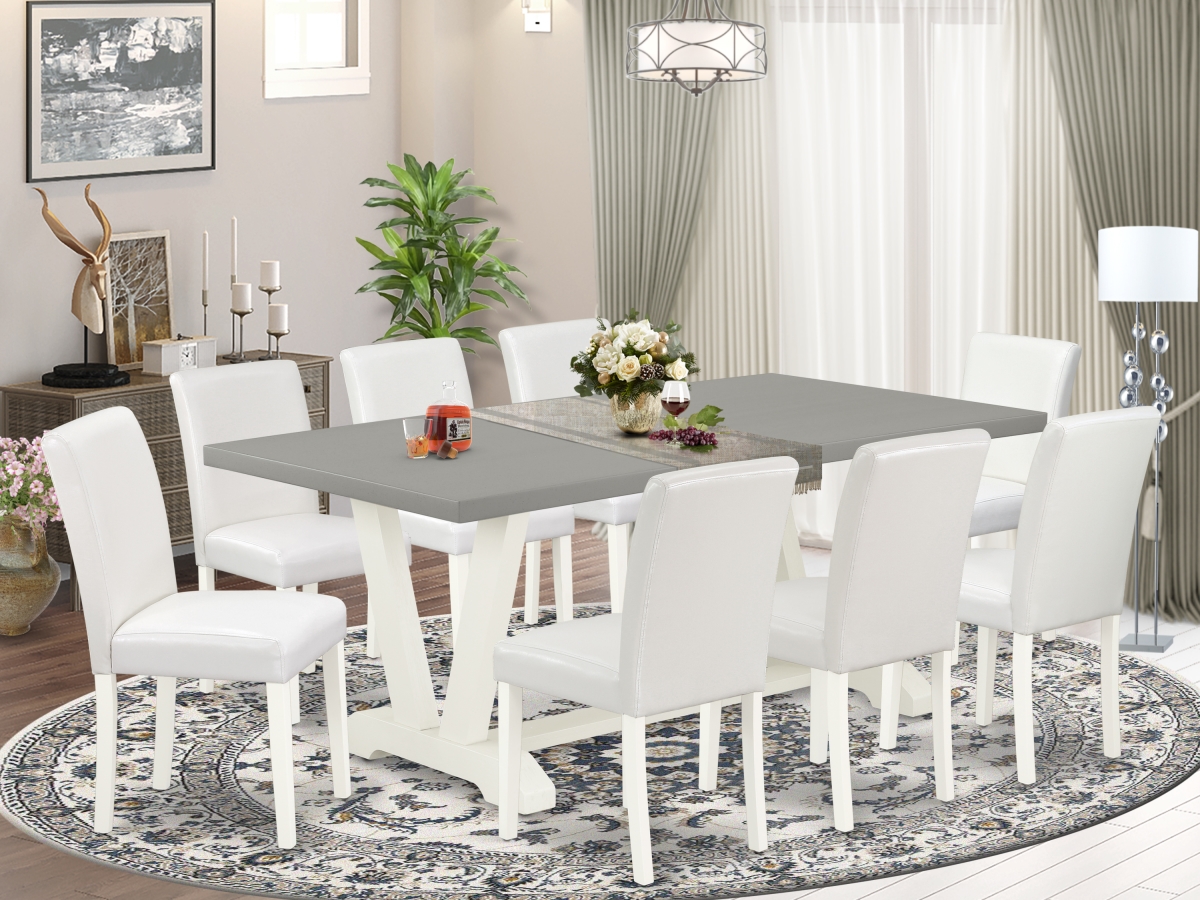 9 Piece V-Style Dining Room Set - Linen White