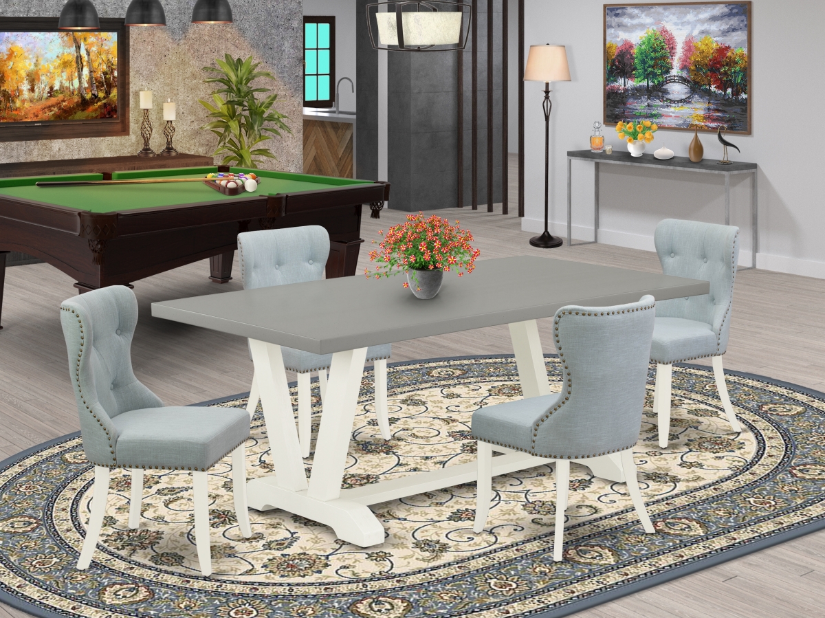 5 Piece V-Style Kitchen Dining Set - Linen White