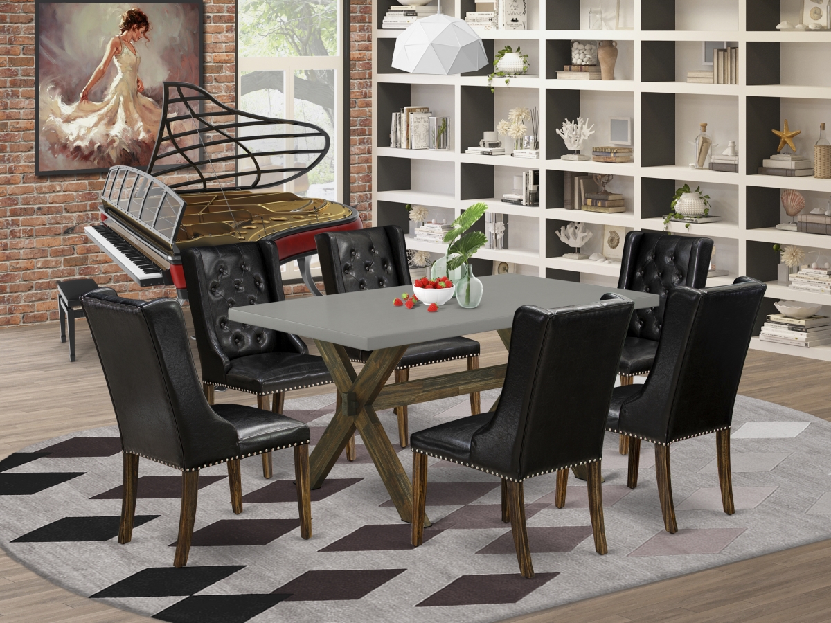 7 Piece X-Style Dining Set - Distressed Jacobean