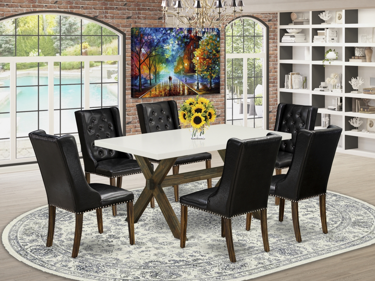 7 Piece X-Style Dinette Set - Distressed Jacobean