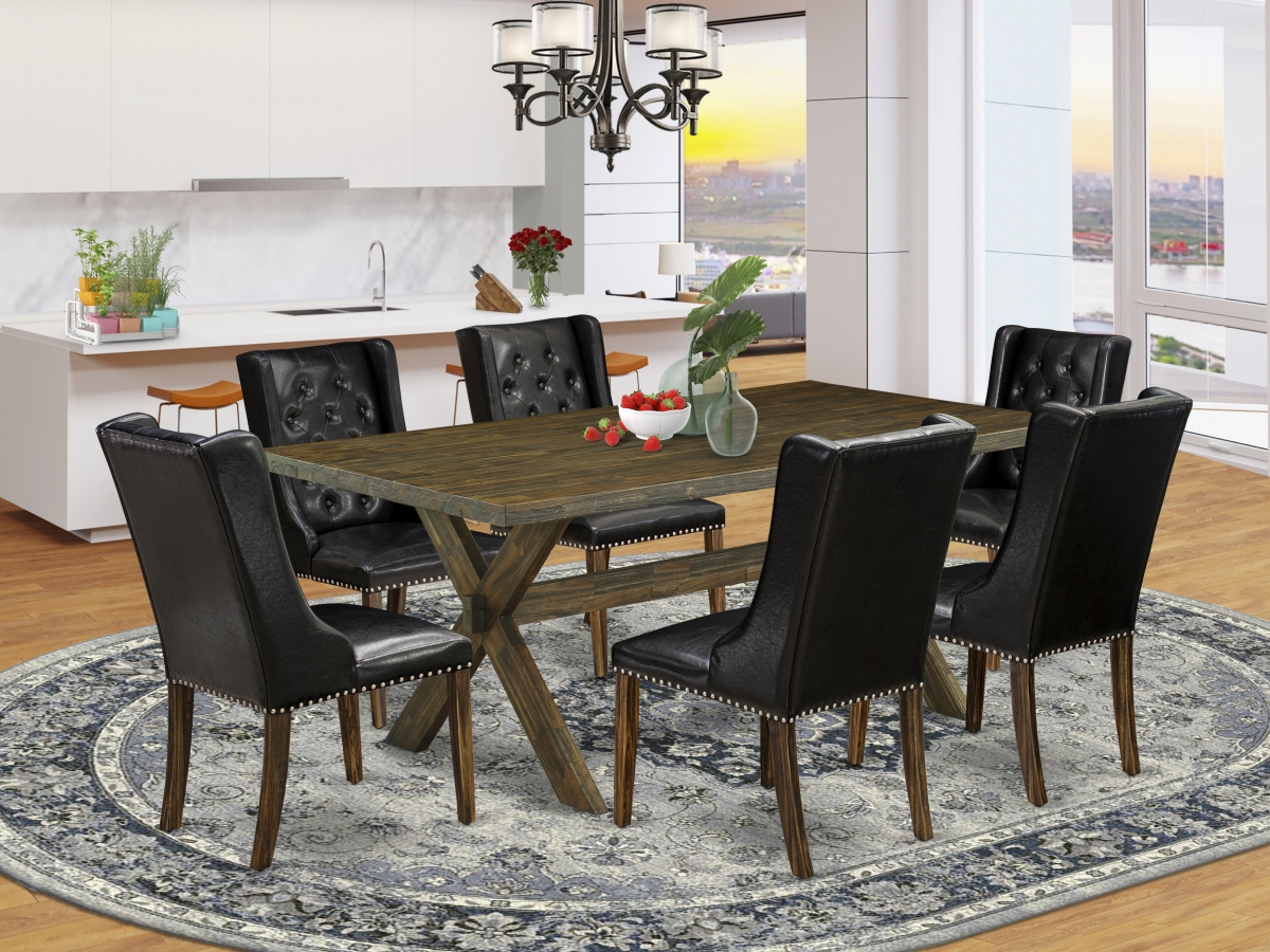7 Piece X-Style Dining Room Set - Distressed Jacobean