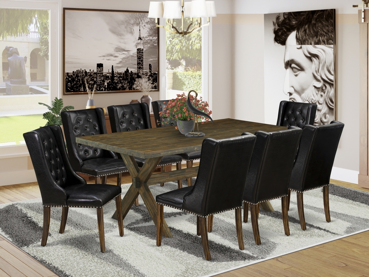 9 Piece X-Style Dinette Set - Distressed Jacobean