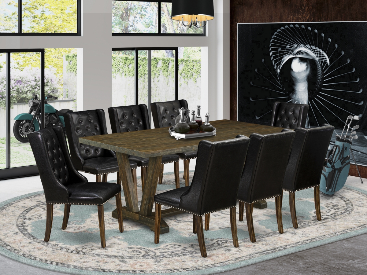 9 Piece V-Style Dining Room Set - Distressed Jacobean