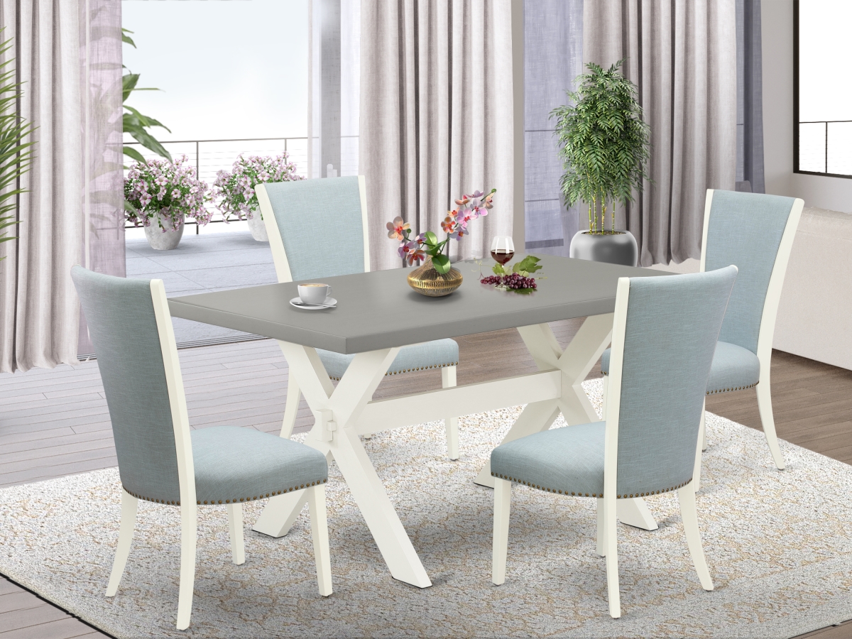 5 Piece X-Style Dining Table Set - Linen White